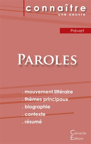 Fiche de lecture Paroles de Prévert (Analyse littéraire de référence et résumé complet) - Jacques Prévert