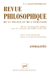 Revue philosophique de la France et de l'étranger, n° 3 (2019). Animalités