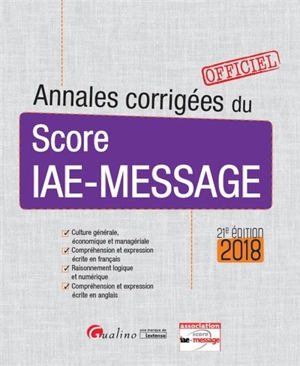 Annales corrigées du Score IAE-Message : 2018 - Score IAE-Message (Lille)
