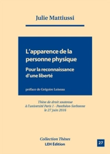 L'apparence de la personne physique : pour la reconnaissance d'une liberté - Julie Matiussi