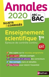 Enseignement scientifique 1re : épreuve de contrôle continu : annales 2020, sujets & corrigés, nouveau bac - Nicolas Coppens