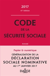 Code de la sécurité sociale annoté 2017