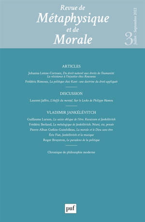 Revue de métaphysique et de morale, n° 3 (2022). Vladimir Jankélévitch