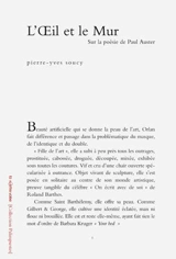L'oeil et le mur : sur la poésie de Paul Auster - Pierre-Yves Soucy