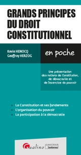 Grands principes de droit constitutionnel : une présentation des notions de Constitution, de démocratie et de l'exercice du pouvoir - Kevin Henocq