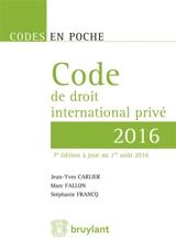 Code de droit international privé 2016