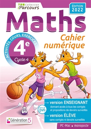Cahier numérique : maths 4e, cycle 4 : PC-Mac, monoposte - Katia Hache