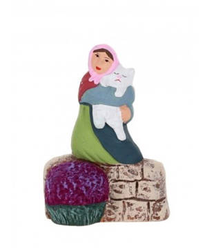 Santon Fillette au chat 7 cm, nouveauté 2022 - CARBONEL