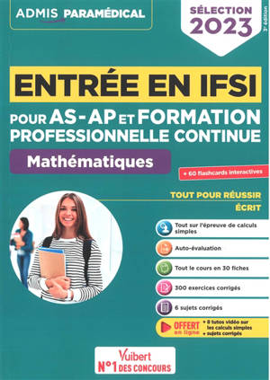 Entrée en IFSI pour AS-AP et formation professionnelle continue : mathématiques : sélection 2023 - Sébastien Drevet