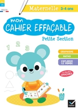 Mon cahier effaçable : petite section, maternelle 3-4 ans : graphisme, maths, explorer le monde - Albert Cohen