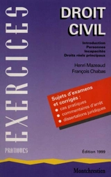 Droit civil. Vol. 1. Introduction, personnes, incapacités - François Chabas