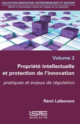 Propriété intellectuelle et protection de l'innovation : pratiques et enjeux de régulation - Rémi Lallement
