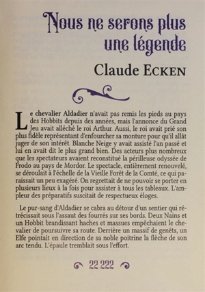Nous ne serons plus une légende - Claude Ecken
