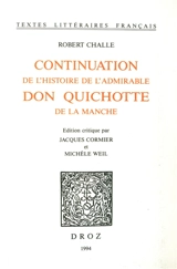 La Continuation de l'histoire de l'admirable don Quichotte de la Manche - Robert Challe
