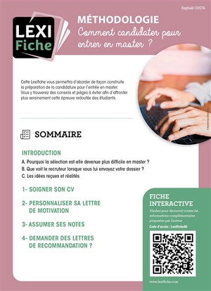 Méthodologie : comment candidater pour entrer en master ? - Raphaël Costa