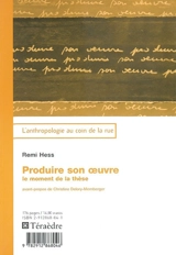 Produire son oeuvre : le moment de la thèse - Rémi Hess