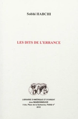 Les dits de l'errance - Sobhi Habchi