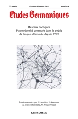 Etudes germaniques, n° 4 (2022). Réseaux poétiques : postmodernité continuée dans la poésie de langue allemande depuis 1980