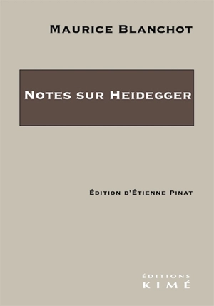 Notes sur Heidegger - Maurice Blanchot