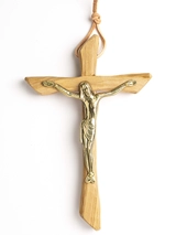 Croix murale olivier avec Christ bronze - Partant