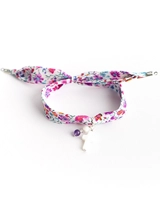Bracelet ruban tissu liberty croix nacre - Caroline Les petits philosophes