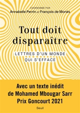 Tout doit disparaître : lettres d'un monde qui s'efface