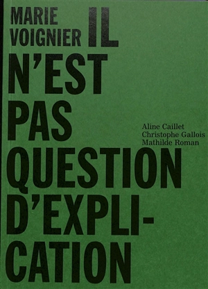 Marie Voignier : il n'est pas question d'explication - Aline Caillet