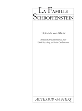 La Famille Schroffenstein - Heinrich von Kleist