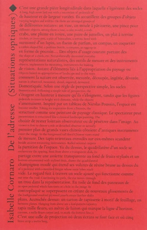 De l'adresse (situations optiques) - Isabelle Cornaro