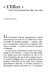L'Effort : cercle d'art photographique belge (1901-1910) - Claire Leblanc