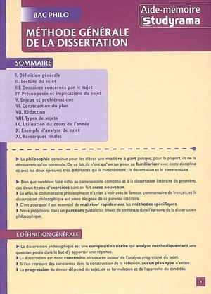 Méthode générale de la dissertation - Charles Tafanelli
