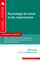 Psychologie du travail et des organisations : 10 fiches pour comprendre : objets, méthodes d'analyse, organisation du travail, ressources humaines, santé, enjeux contemporains... - Davy Castel