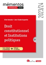 Droit constitutionnel et institutions politiques : 2023-2024 - Jean-Claude Acquaviva