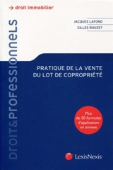Pratique de la vente du lot de copropriété - Jacques Lafond