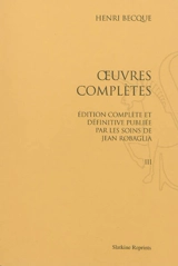 Oeuvres complètes - Henry Becque