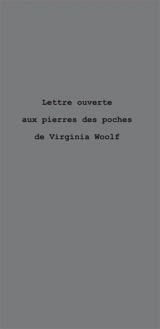 Lettre ouverte aux pierres des poches de Virginia Woolf - Marcelline Roux