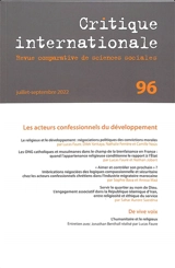 Critique internationale, n° 96. Les acteurs confessionnels du développement
