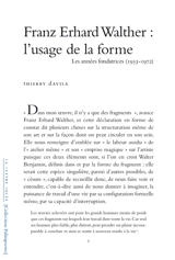 Franz Erhard Walther : l'usage de la forme : les années fondatrices (1953-1972) - Thierry Davila