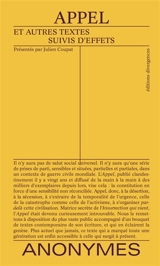 Appel : et autres textes suivis d'effets