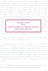 Etat : une politique de l'imprononçable - Francis Cohen