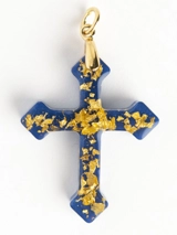 Croix Versailles résine et mica bleu - Fleur Nabert