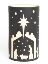 Photophore noir et blanc porcelaine crèche - Cedis CEDIS