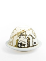 Photophore porcelaine crèche dorée - CEDIS