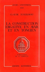 La Construction ergative en Avar et en Tongien - Claude Tchekhoff