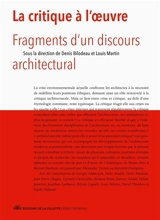 La critique à l'oeuvre : fragment d'un discours architectural