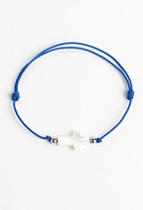 Bracelet cordon bleu croix nacre - Caroline Les petits philosophes
