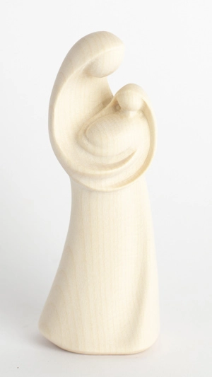 Statue vierge à l'enfant moderne en bois clair - DOLFI