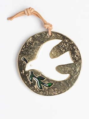 Médaillon bronze colombe blanche - Partant