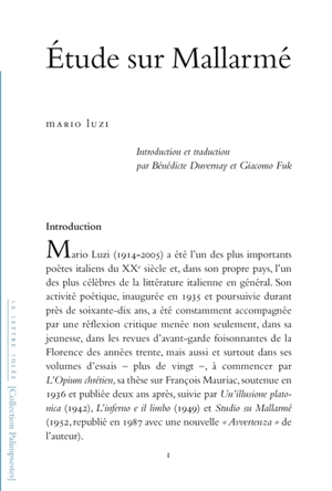 Etude sur Mallarmé - Mario Luzi