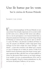 Une île battue par les vents : sur le cinéma de Roman Polanski - Laurent Van Eynde